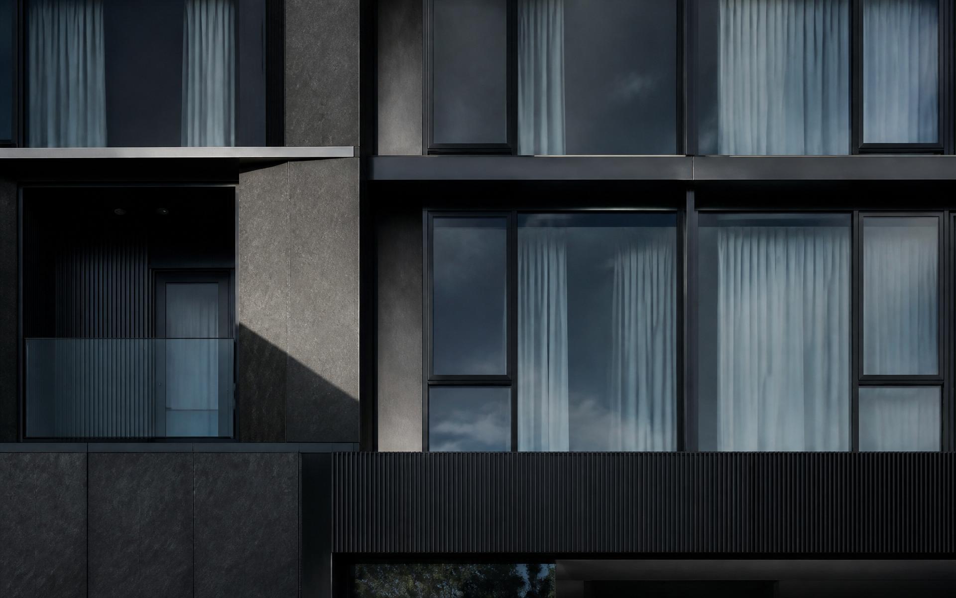 Detalhe geométrico de fachada residencial